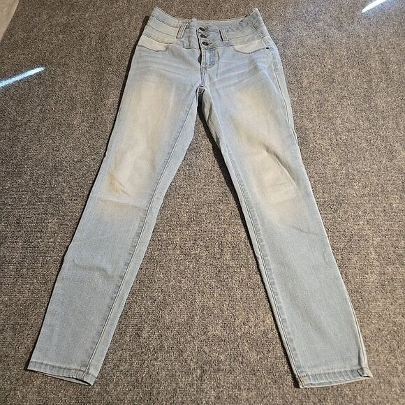 Rue Denim - RUE21 High Rise Ankle Jegging Womens Size 2 Blue Light Triple Button Zip Fly